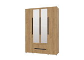 Шкаф Вега 4-х створчатый с зеркалом (крафт золотой)