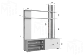 Стенка в гостиную Бери дуб крафт золотой/белое дерево