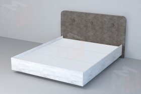 Кровать 031 Эго Бетон Светлый/Стальной Серый (Пуговицы) ЛН 1400х2000