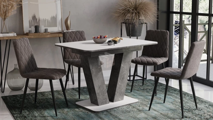 Стол раздвижной Чинзано Тип 1 Моод темный/стекло белое матовое