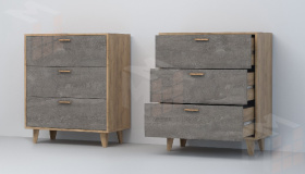 Комод К-3 Эго на ножках Дуб Крафт Золотой/Камень Темный