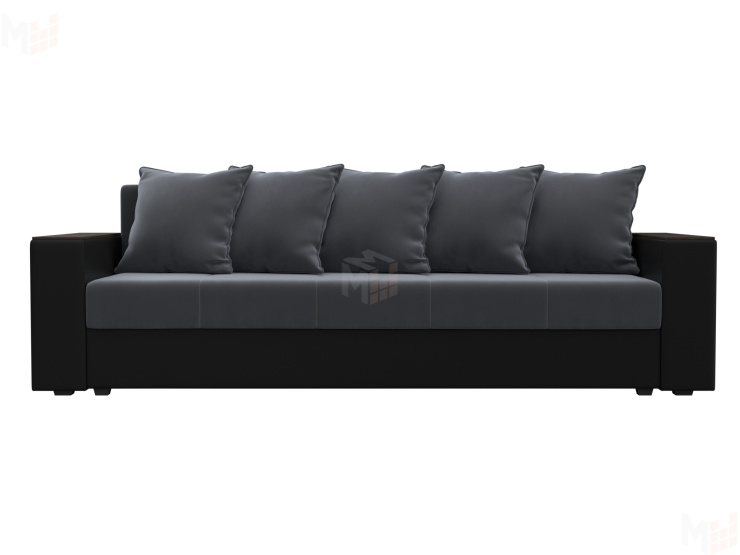 Диван прямой Дубай Лайт полки слева ( Серый\Черный )