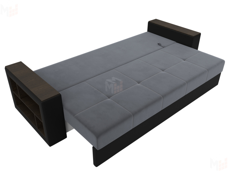Диван прямой Дубай Лайт полки слева ( Серый\Черный )