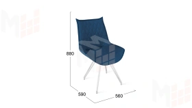 Стул Фэнди К4  Белый матовый, Велюр Confetti Blue