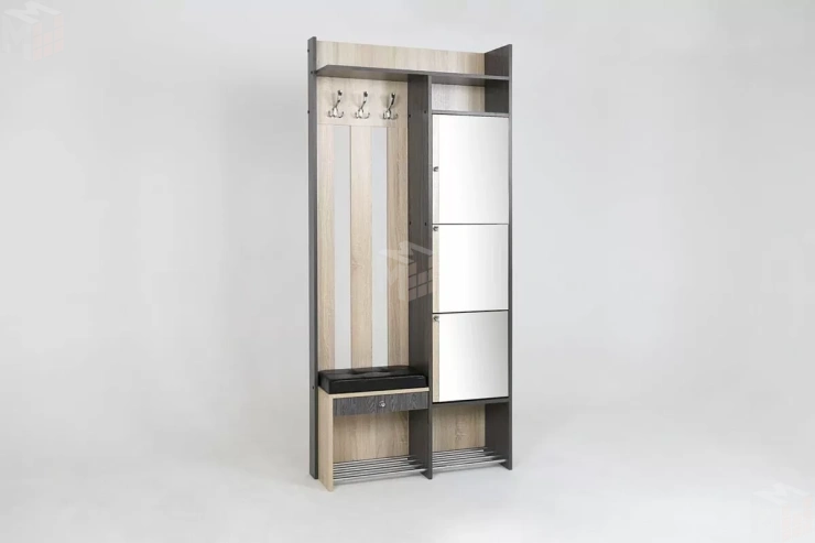 Прихожая Гретта 1 Ясень Черный/Дуб Сонома