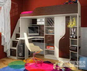 Кровать-чердак Фанки Кидз 15 + лестница-комод 13/8СВ