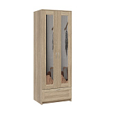 Шкаф Сириус 2 двери 1 ящик с зеркалами, сонома (высота 220 см)