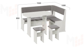 Кухонный уголок Рио Дуб крафт белый, Микровелюр Duna Steel