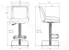 Стул барный DOBRIN ALDO (белый PU P23, основание из нержавеющей стали)