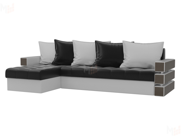 Угловой диван Венеция левый угол (Черный\Белый)