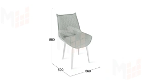 Стул Фэнди К1С  Белый матовый, Велюр Confetti Silver