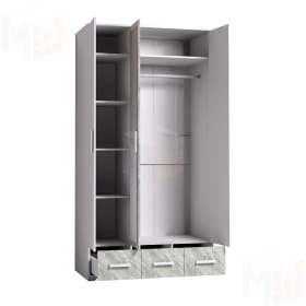 Шкаф для одежды и белья Айрис 444 Белый/Статуарио