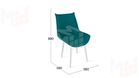 Стул Фэнди К1С  Белый матовый, Велюр Confetti Izumrud