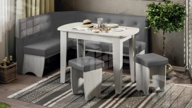 Кухонный уголок Барселона Дуб крафт белый, Микровелюр Duna Steel