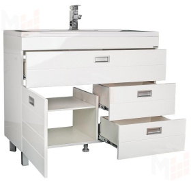 Тумба под умывальник "Elen 100" Cube с тремя ящиками В3 Домино