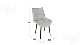 Стул Фэнди К1С  Черный муар, Велюр Confetti Silver