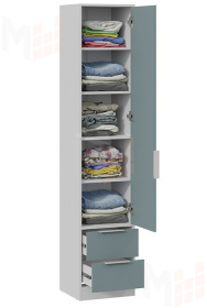 Шкаф для белья Марли - 403.006.000 Белый, Серо-голубой