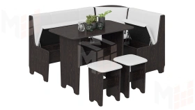 Кухонный уголок Техас Исп.1 Венге, Экокожа белая