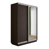 Шкаф-купе Оптим 2-х дверный 1 секция (ЛДСП, Зеркало) 140 см 1 штанга, 7 полок