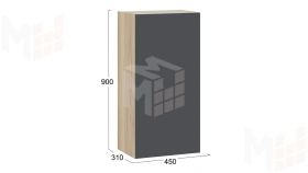 Шкаф навесной Глосс - ТД 319.03.27 Яблоня Беллуно, Стекло Графит матовый