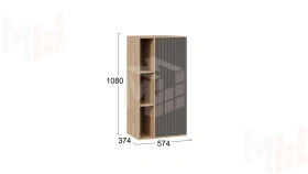 Шкаф настенный Хилтон - 413.27 Дуб Крафт золотой, Графит матовый