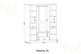 Шкаф 4-х створчатый Николь 24 Кашемир/Черный