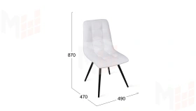 Стул Бруно (конус Т3) Черный муар матовый, Кожзам Белый