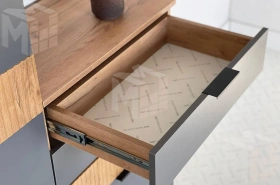 Стенка в гостиную Бери дуб крафт золотой/графит