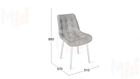 Стул BOSTON  Белый муар, Велюр V004 светло-серый