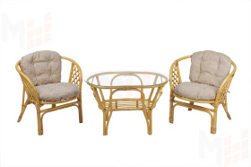 Комплект Багама Дуэт с простыми бежевыми подушками и овальным столом