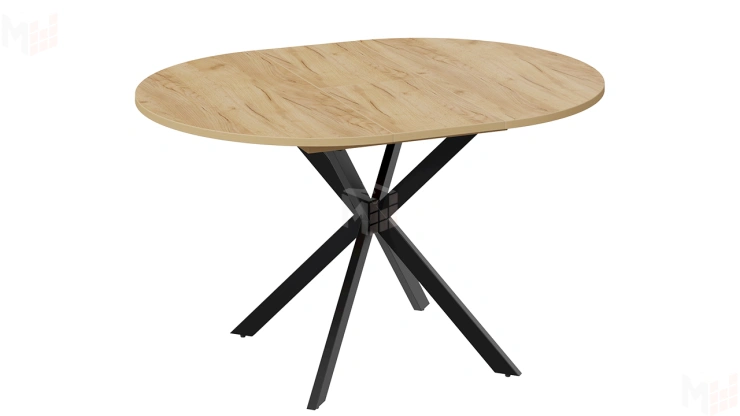 Стол обеденный раздвижной Мэдисон Тип 1 Черный муар, Дуб Крафт золотой