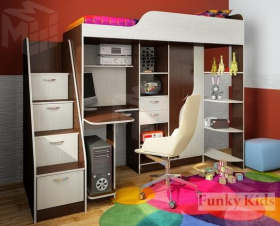 Кровать-чердак Фанки Кидз 15 + лестница-комод 13/8СВ