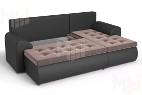 Угловой диван Ванкувер (правый)  Коричневый, Черный