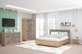 Спальный гарнитур ЭГО Дуб Крафт/Камень Темный Вариант 7