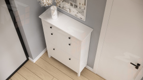 Тумба для обуви из массива Кымор 89 с ящиком, белая