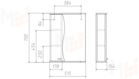 Зеркало-шкаф Волна 50 см