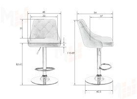 Стул барный DOBRIN JOSEPH BLACK (серый велюр (MJ9-75))