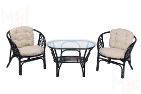 Комплект Багама Дуэт с простыми бежевыми подушками и овальным столом