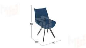 Стул Фэнди К4 Черный муар, Велюр Confetti Blue
