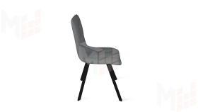 Стул Бруно (паук Т2) Черный муар матовый, Кожзам Серый