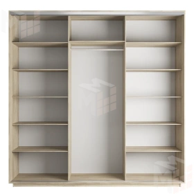 Шкаф-купе Оптим 3-х дверный  1 секция (Зеркало) 240 см. 1 штанга, 11 полок