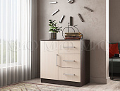 Комод Басямиф 3 ящика 1 дверь, венге/дуб беленый