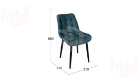 Стул BOSTON Черный муар, Велюр V006 бирюзовый