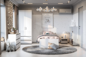 Шкаф двухстворчатый Токио с двумя ящиками Белый