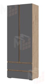 Шкаф 2х створчатый Хелен ШК 01 дуб крафт золото - серый графит