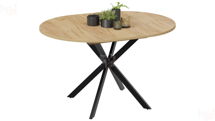 Стол обеденный раздвижной Мэдисон Тип 1 Черный муар, Дуб Крафт золотой