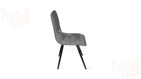 Стул Бруно (конус Т3) Черный муар матовый, Кожзам Серый