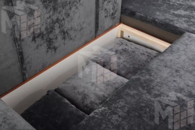 Диван угловой Марго Серый Левый Велюр