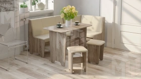 Кухонный уголок Техас Исп.1 Дуб Сонома трюфель, Экокожа бежевая