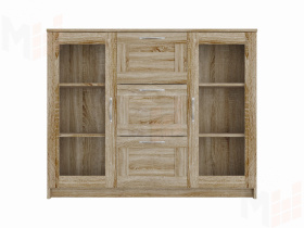 Тумба Сириус 2 двери со стеклом и 3 ящика 117*95 белый